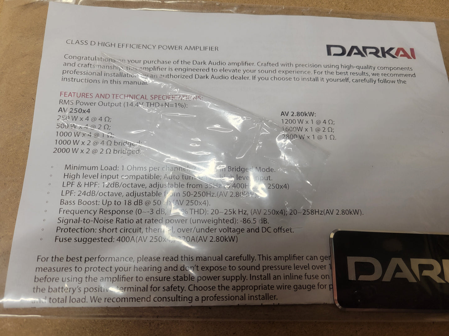 Darkai 250x4 Amplifier
